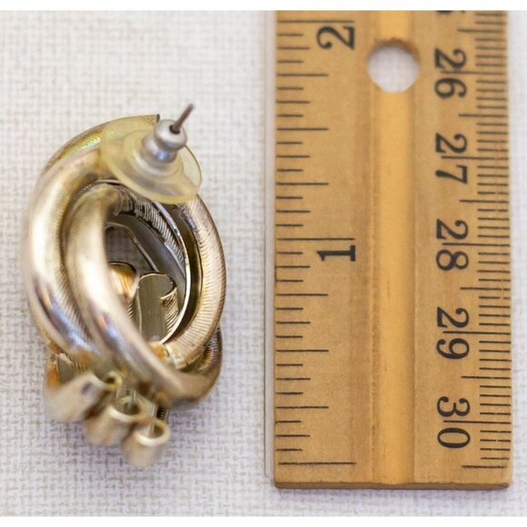 Vintage Gold Tone Rope Knot Stud Earrings- A19 - Picture 3 of 3